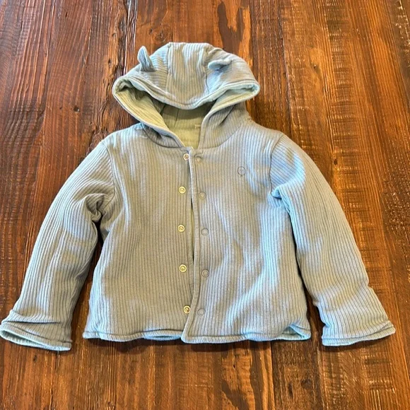 Baby MORI reversible ribbed coat - blue / green - 6-12mo - good condition - Picture 1 of 3